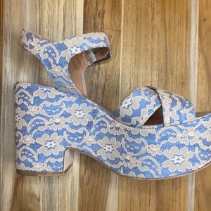 LAURENCE DACADE Helissa Laced Nude Wedge Sandals